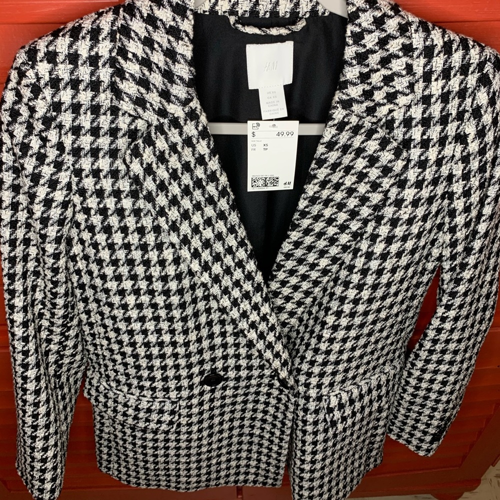 H&M black and white hounds tooth blazer - Picture 2 of 6